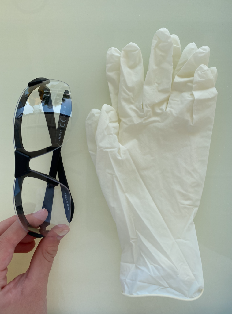 Safety glasses and gloves